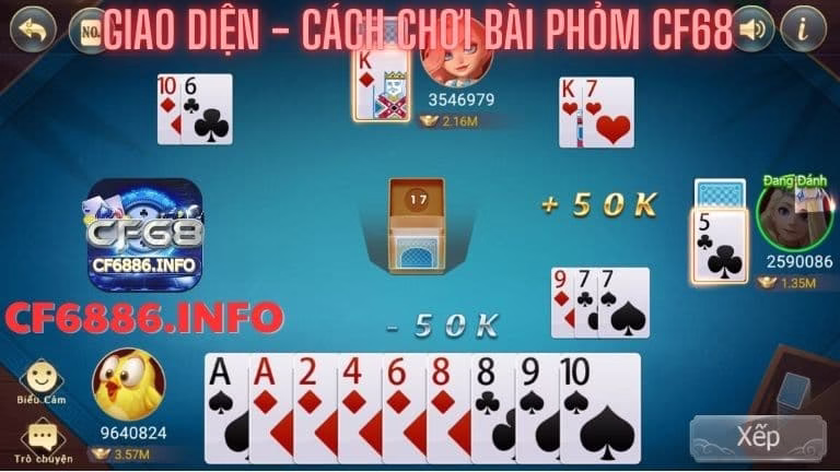 Giao diện và cách chơi bài phỏm cf68