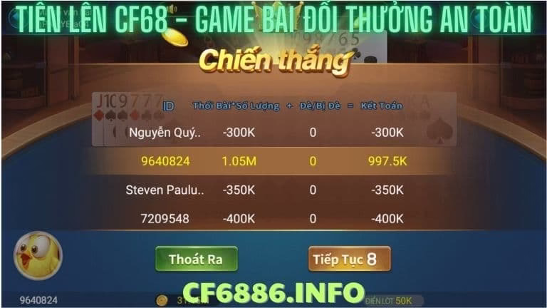 Tiến Lên CF68 - Game bài đổi thưởng an toàn